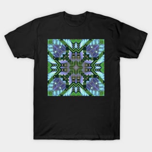 Circuitboard fire Kaleidoscope Pattern (Seamless) 17 T-Shirt